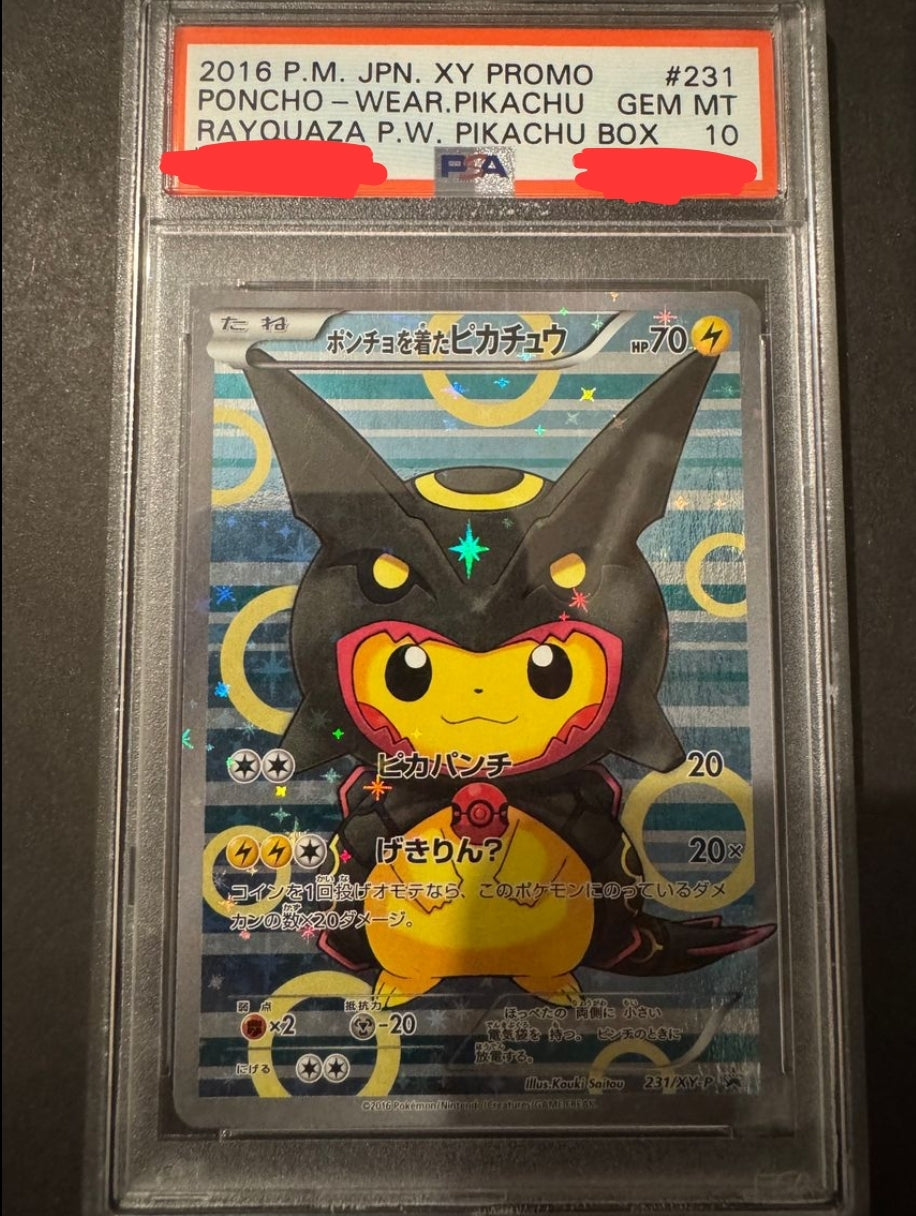 PSA 10 Pikachu Wearing Poncho 231/XY-P Rayquaza Japanese